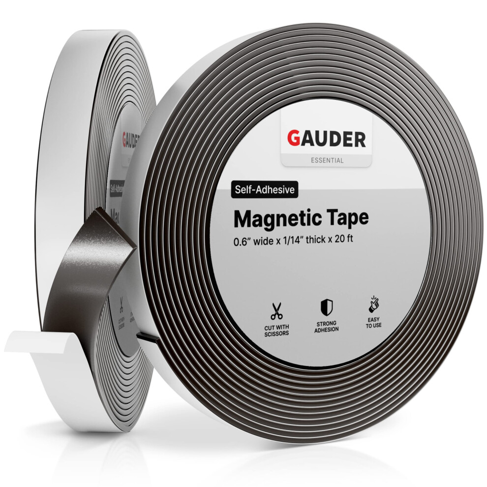 Gauder Magnetic Tape Self Adhesive (0.6 Inch X 20 Feet) | Magnetic Str 8719689185053