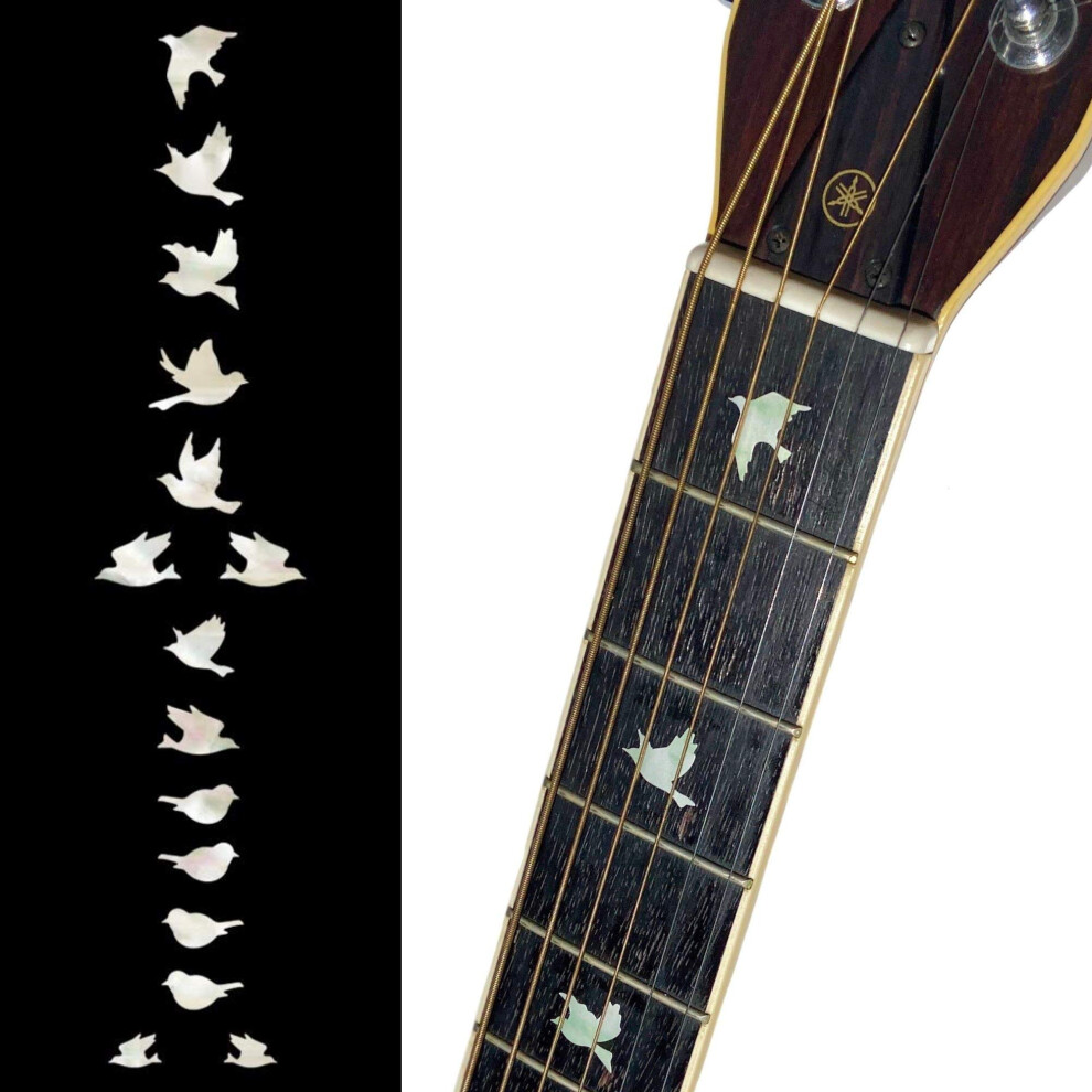 Inlay Sticker - Pennarelli Per Chitarra E Basso, Motivo Colombe, Colore: Bianco Perla-image