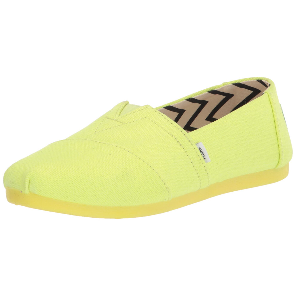 TOMS Womens Alpargata Recycled cotton canvas Loafer  Neon Yellow  95