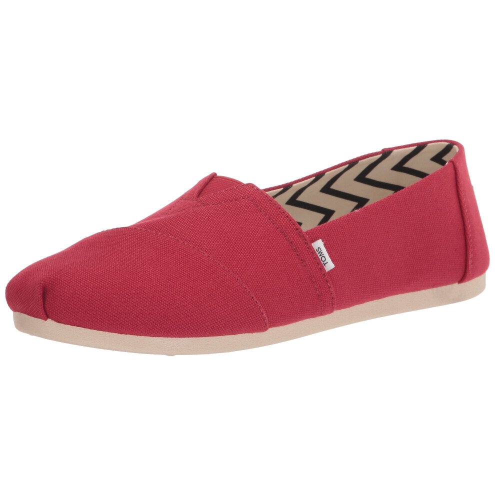 TOMS Womens Alpargata Recycled cotton canvas Loafer Flat  Red  55