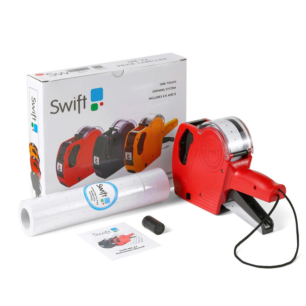 Swift Price gun Kit with 5000 Labels and Spare Ink M8-22 Red