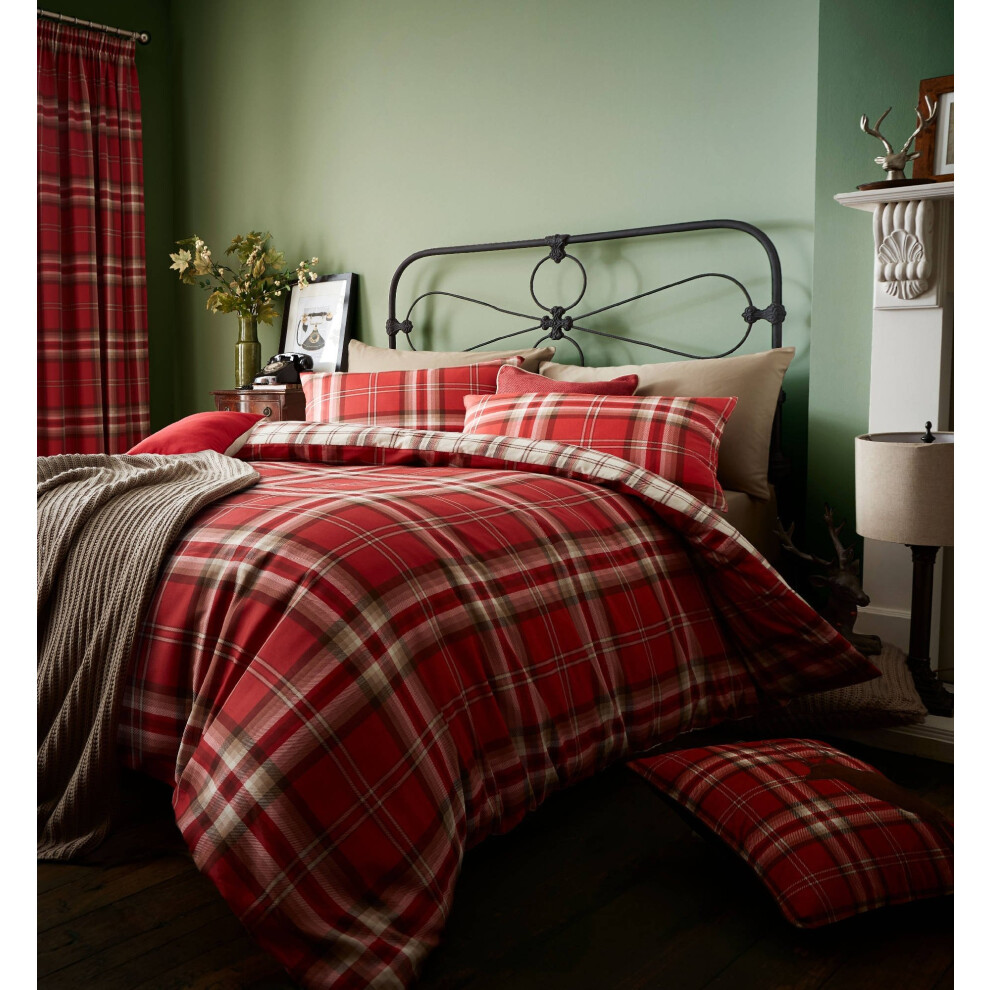 Edinburgh Full RED Tartan Plaid Reversible cotton Duvet Set Quilt cove