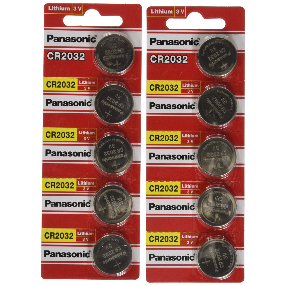 [ 10 pcs ] -- Panasonic Cr2032 3v Lithium Coin Cell Battery Dl2032 Ecr