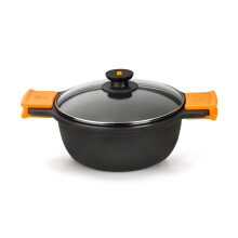 Casserole - PINTI INOX - CM24 - 2 handvatten - Antiaanbaklaag - Deksel inbegrepen