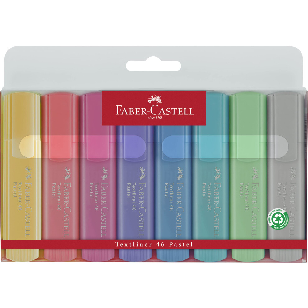 Faber-Castell Pastel Highlighters Set - 8 Chisel Tip Highlighter Pens