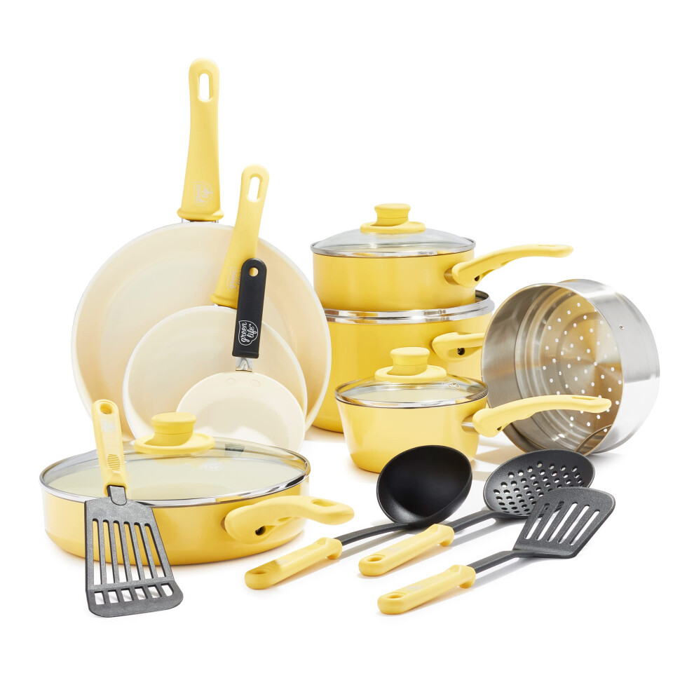 GreenLife Soft Grip Healthy Ceramic Nonstick  16 Piece Cookware Pots a