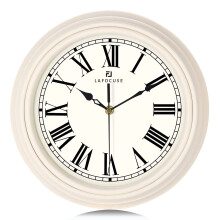 Lafocuse White Cream Wall Clock Roman Numerals 12 Inch Silent Non-Tick