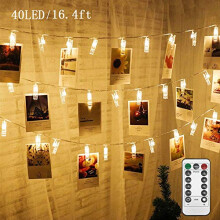 Twinkle Star 17.3 ft 40 LED Photo Clips String Lights Battery Operated