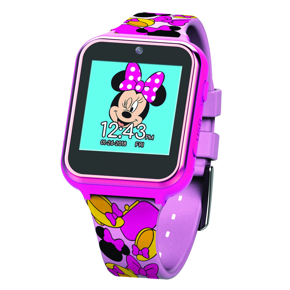 Disney Minnie Mouse Interactive Kids Smartwatch - Touchscreen Watch With Camera, Games, Voice Recorder, Step Tracker, Alarm & Timer - Fun Minnie Desig Pink 030506511083