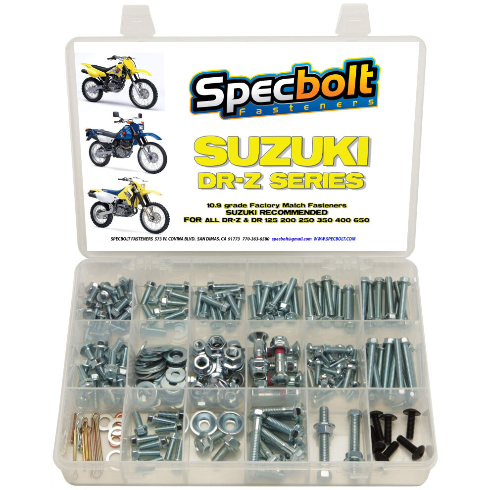 250pc Specbolt Suzuki DRZ DR Four Stroke Bolt Kit for Maintenance & Re