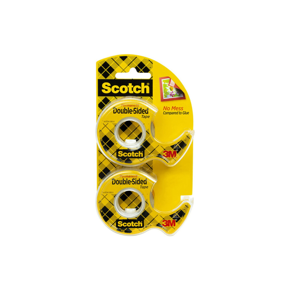 Scotch Double Sided Tape  0.5 in. x 400 in.  2 Dispensers/Pack