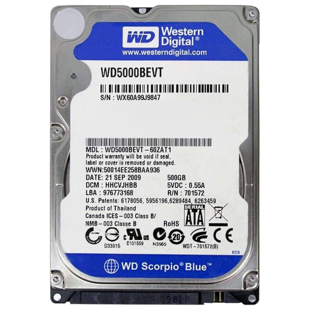 500GB 2.5"" SATA Hard Drive Western Digital WD5000BEVT