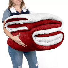 (King: 200X240) Sherpa Reversible Mink Blanket Bed Throw Sofa Comforter Red Fleece Winter Warm Thick Blankets