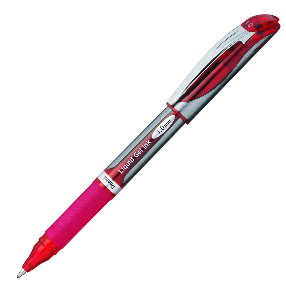 Pentel ENER-GEL Deluxe Liquid Gel Pen  Bold Line  Metal Tip  Red Ink