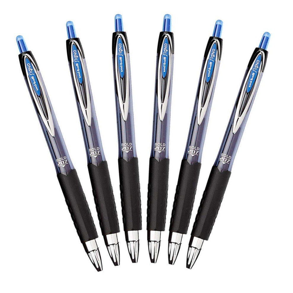 Uni-Ball Signo 207 Retractable Gel Pen  1.0mm Bold Point  Blue  Pack o