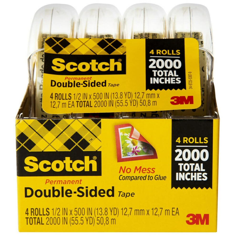 Scotch(R) 137 Photo Safe Double-Sided Tape  1/2in. x 400in.  Pack of 4