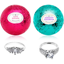 Mermaid Love Potion Badebomben-Geschenkset mit 2 St   ck, jeweils mit Ring   berraschung der Gr      e 9 im Inneren, hergestellt in den USA