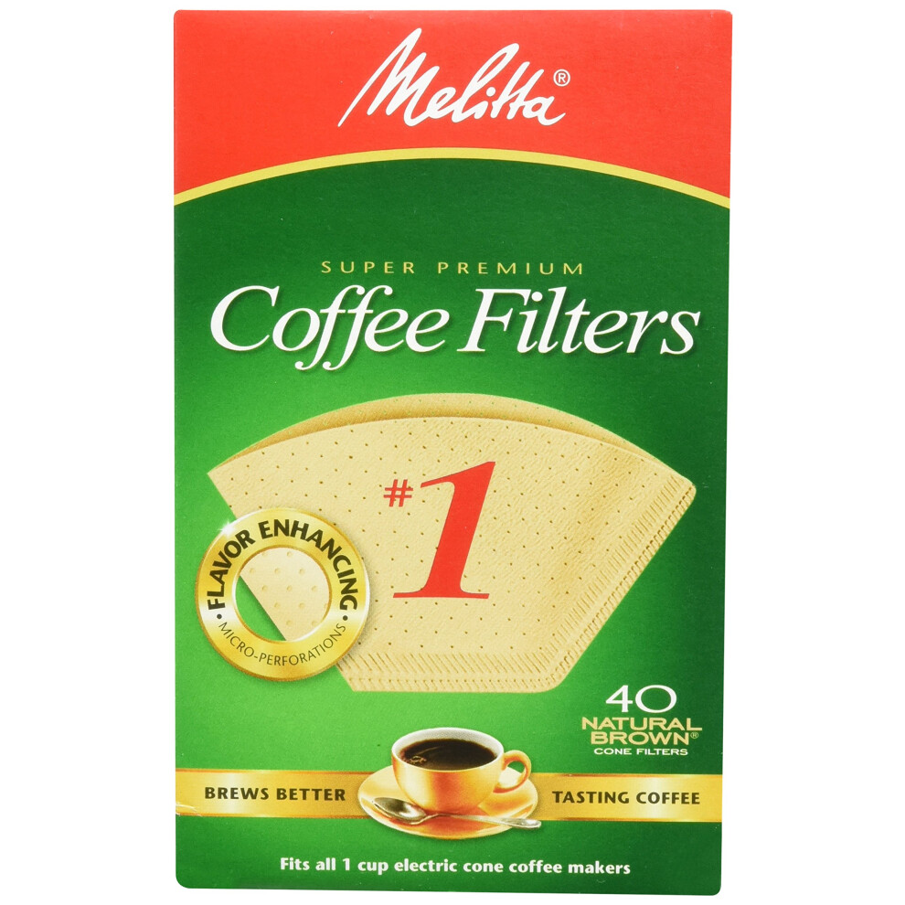 Melitta 620122 40 Count #1 Natural Brown Cone Coffee Filters (Pack of