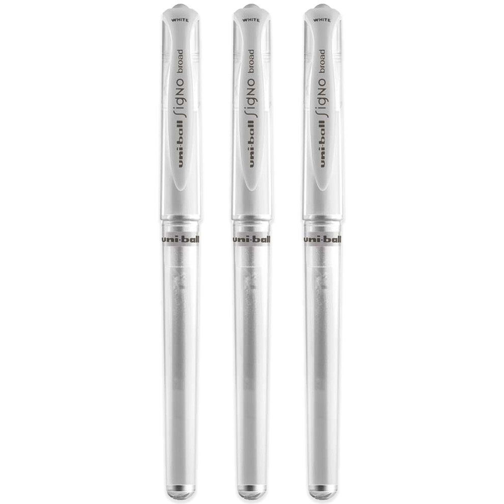 Uni-ball UM 153 Signo Broad Point Gel Pen - White - Pack of 3