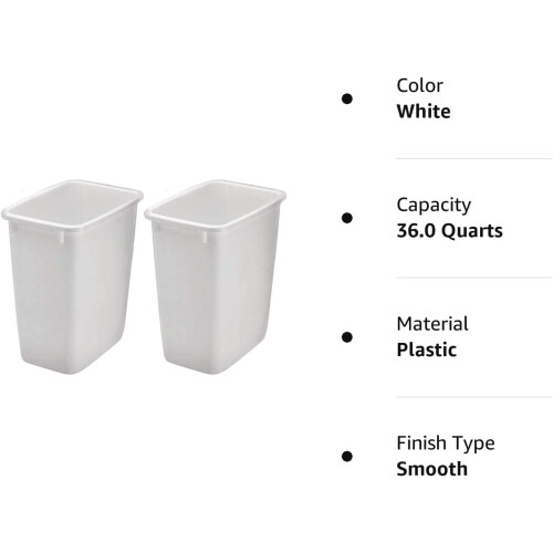 Rubbermaid 2806TP-WHT Corbeille à déchets ouverte 36QT, Blanche (Pack de 2) 2