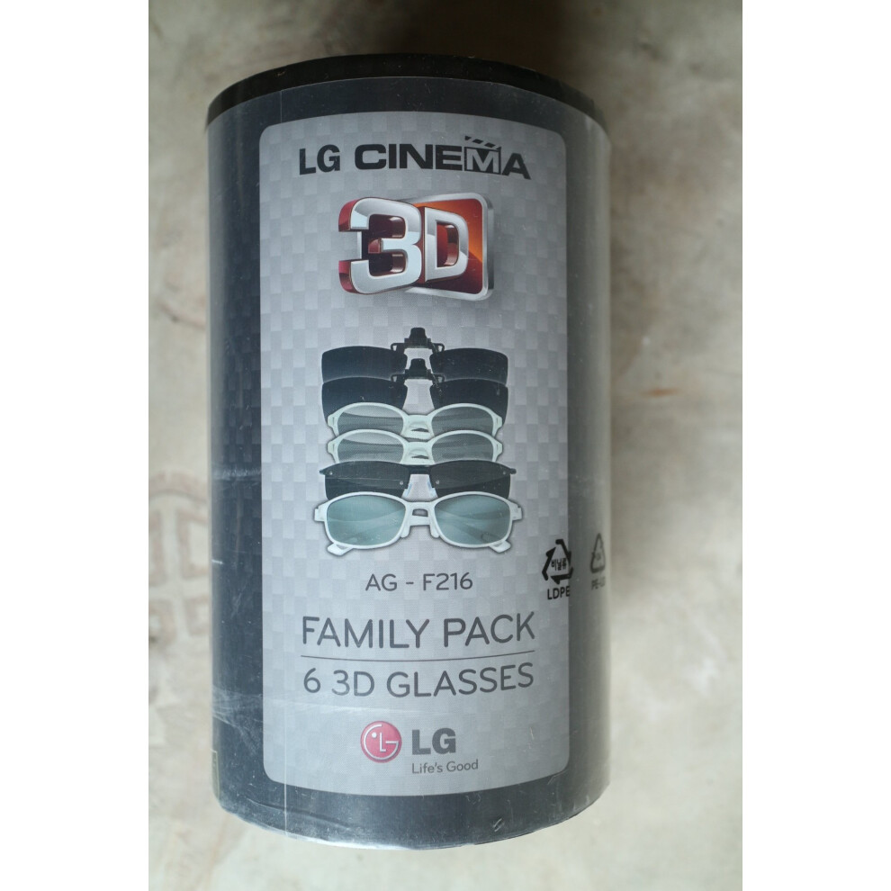 LG AG-F216 Cinema 3D Glasses Family Pack (6-Pairs) for 2011 and Up