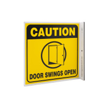 ZING 2591 Eco Safety L Sign Precaucin Puerta Swings Open 7Hx2.5Wx7D Plstico reciclado