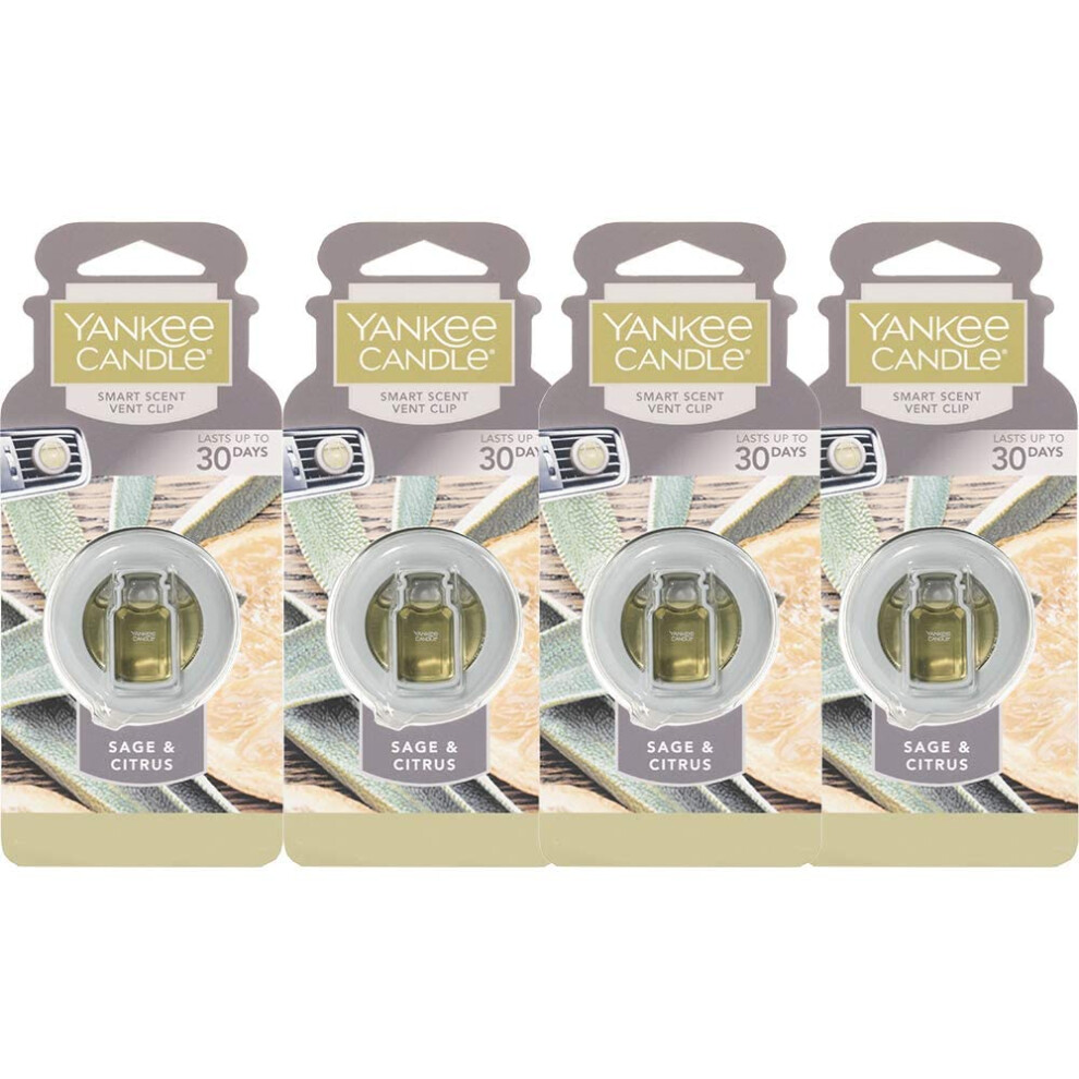 Yankee Candle Car Freshener Smart-Scent Vent Clips  4-PACK (Sage & Cit