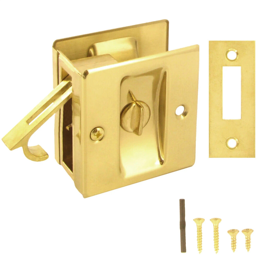 Stanley Hardware S404-010 Bright Brass Pocket Door Privacy Latch