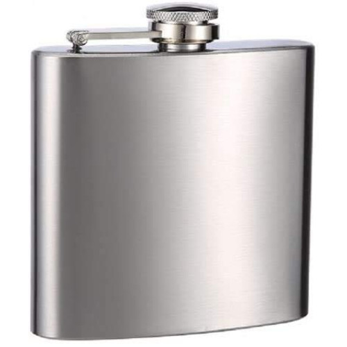Hip Flask Holding 6 oz - Pocket Size  Stainless Steel  Rustproof  Scre