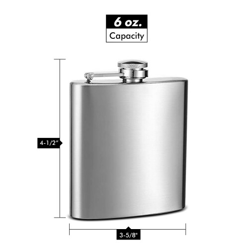 Hip Flask Holding 6 oz - Pocket Size  Stainless Steel  Rustproof  Scre 2