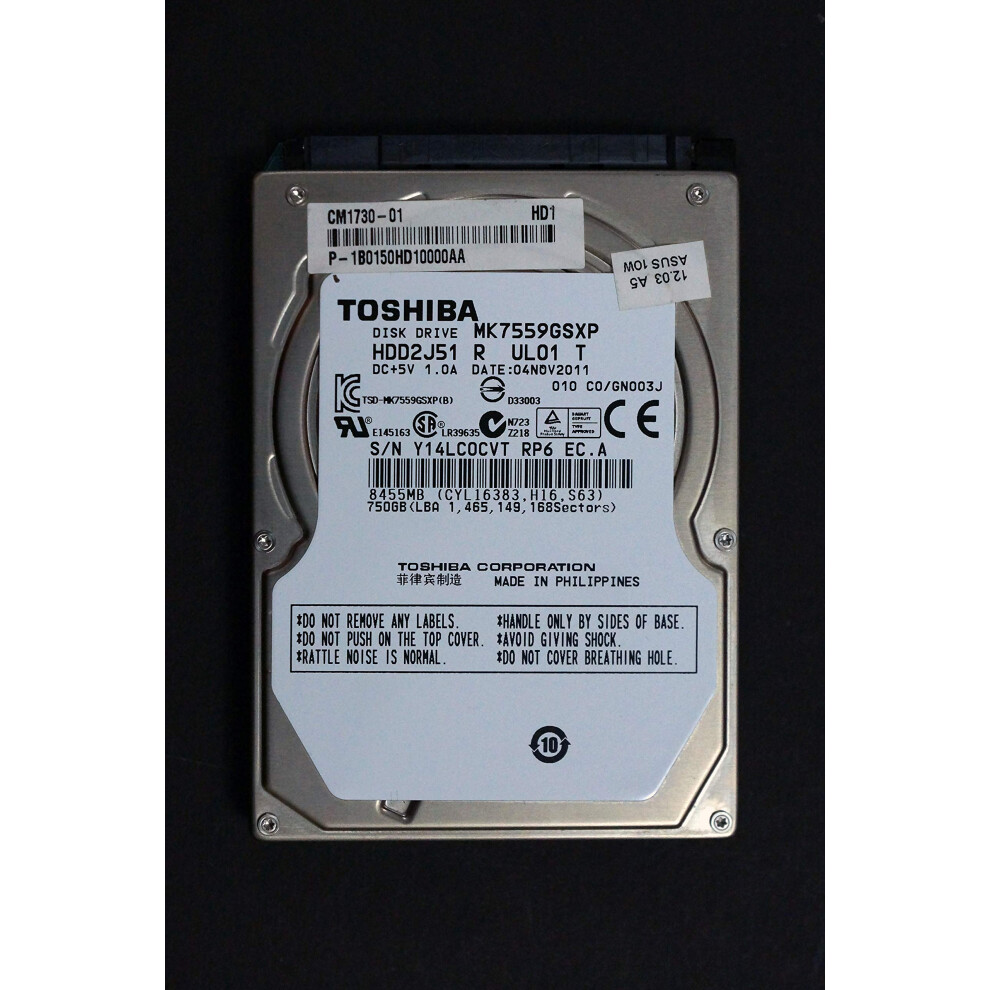 Toshiba MK7559GSXP 750GB 5400RPM 2.5"" SATA Hard Drive