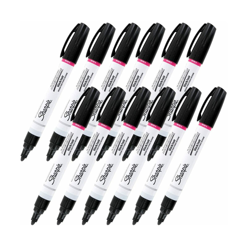 Sharpie Oil-Based Paint Marker  Medium Point  Black Ink  Pack of 12