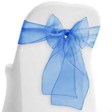 Lann's Linens - 10 Elegant Organza Wedding/Party Chair Cover Sashes/Bows - Ribbon Tie Back Sash - Royal Blue