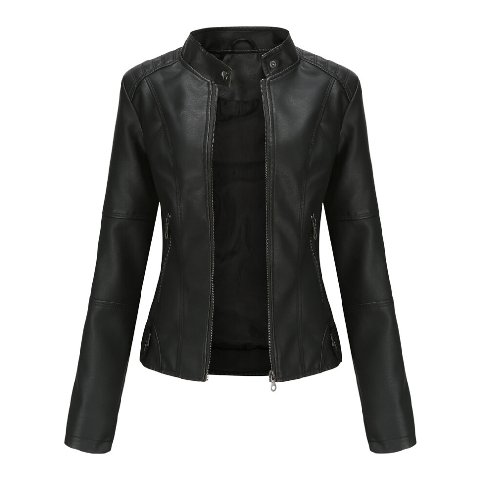 (, Xxxl) Womens Motorcycle Lightweight Leather Jacket Short Biker Jackets Black 6974549653741