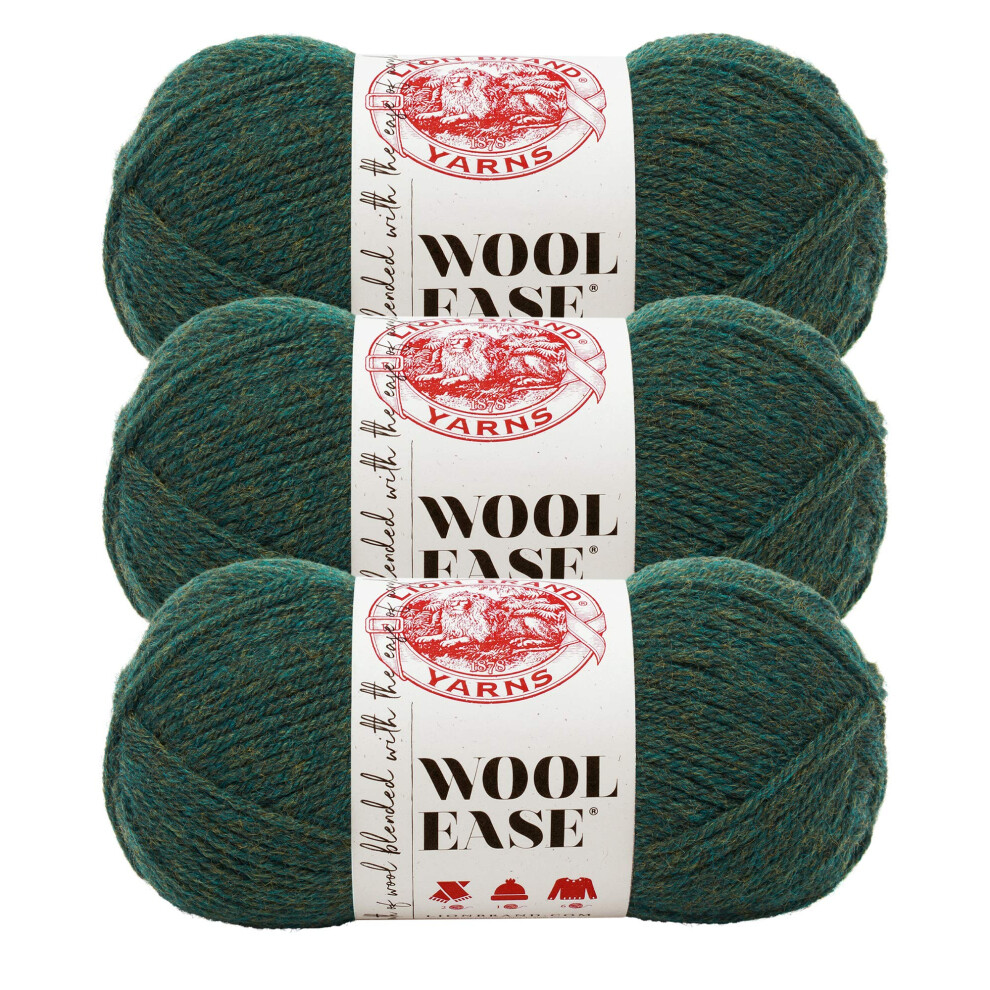 (3 Pack) Lion Brand Yarn Wool-Ease Yarn  Forest Green Heather