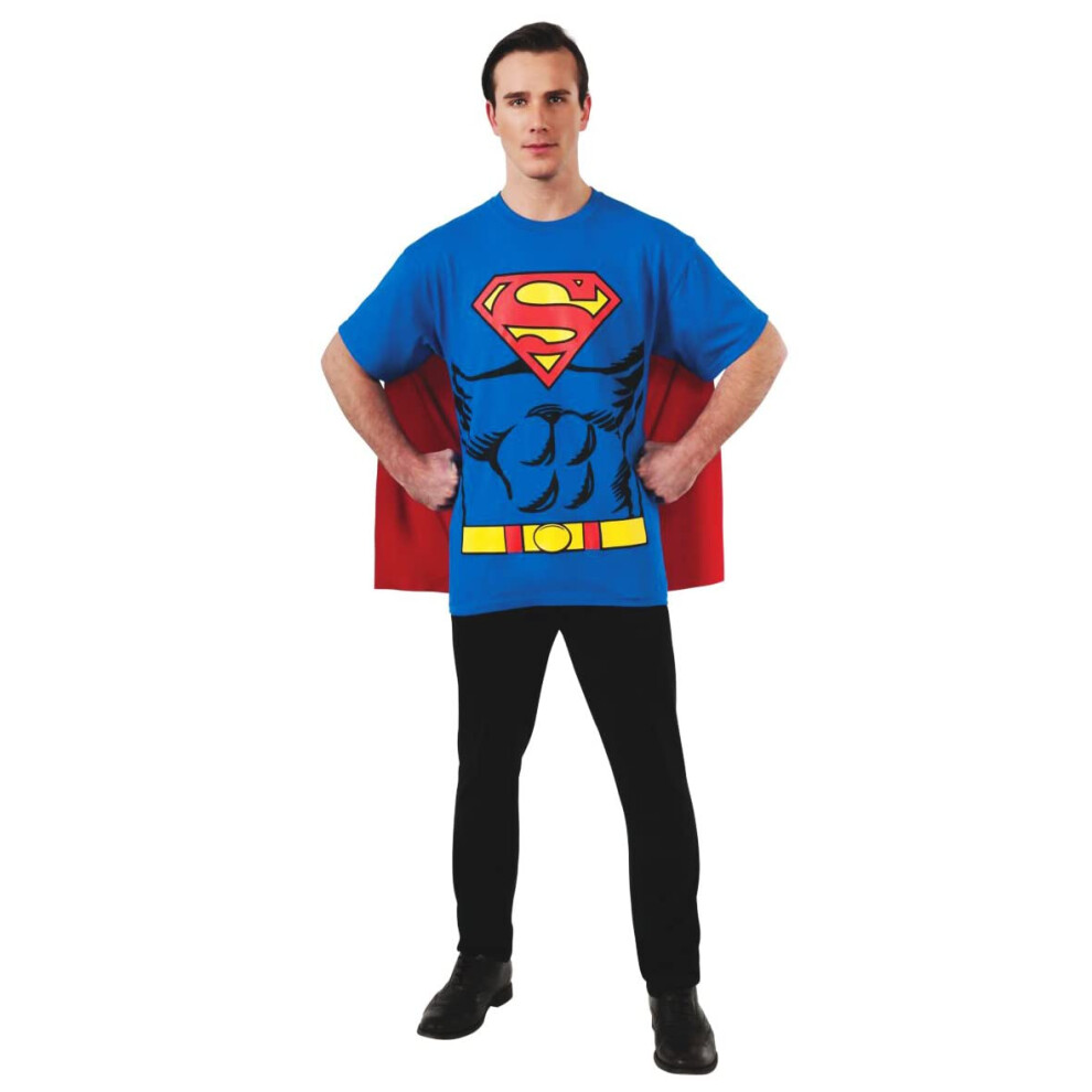 Rubie's mens Dc Comics Men's Superman T-shirt With Cape Costume Top  B