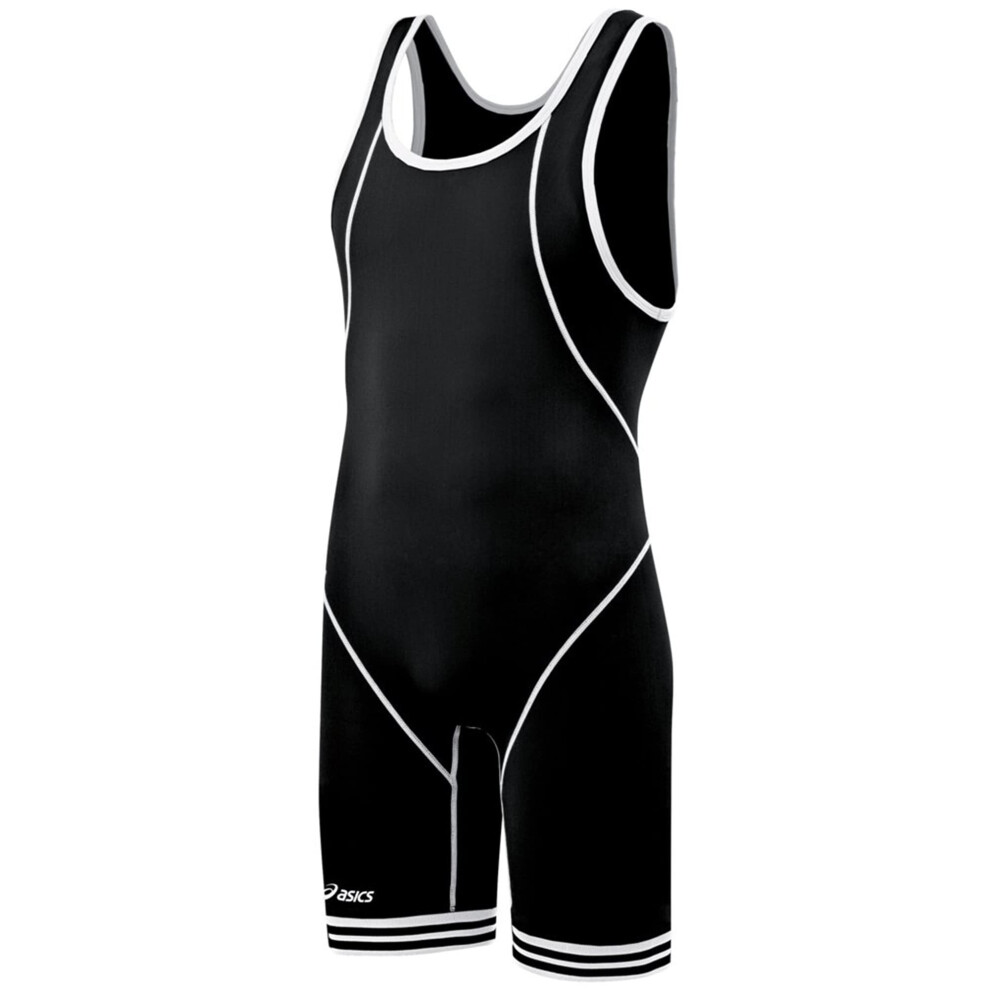 ASICS Men's Snap Down Wrestling Singlet (Black/White)  XX-Small