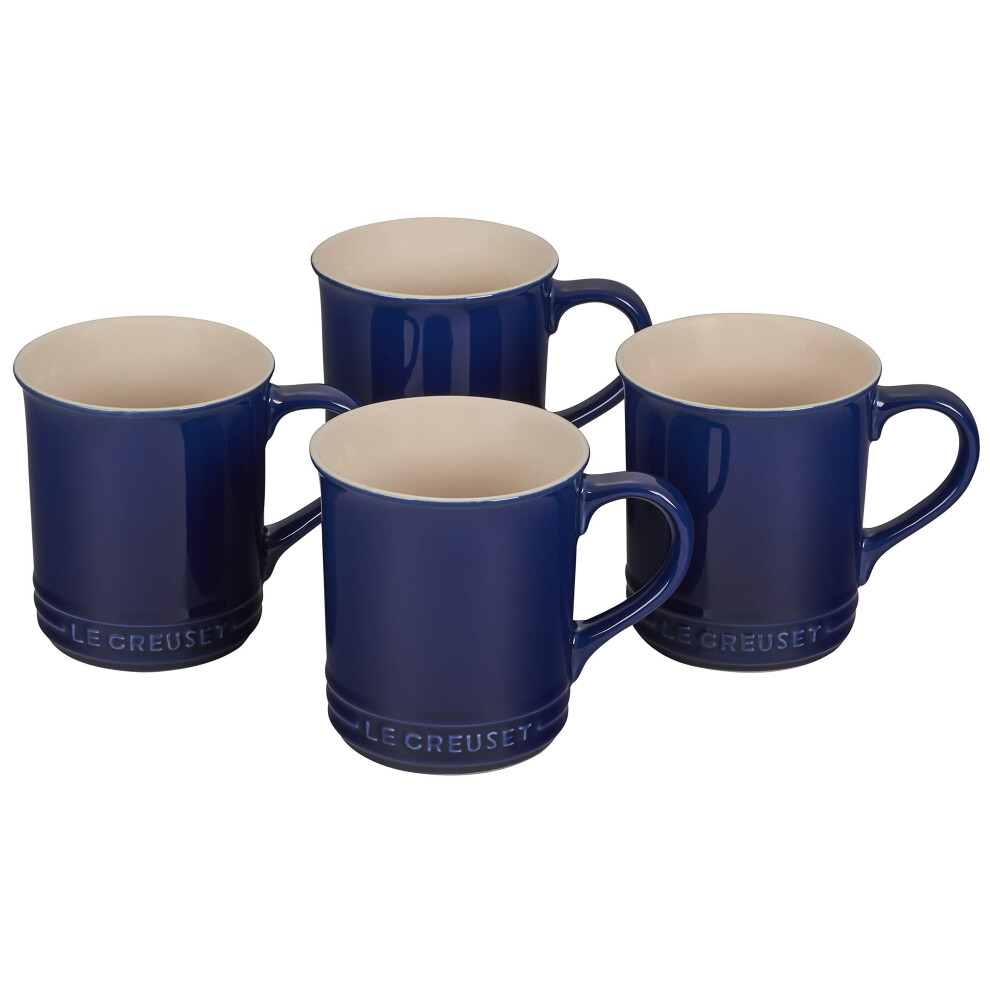 Le Creuset Stoneware Set of 4 Mugs  14 oz. each  Indigo