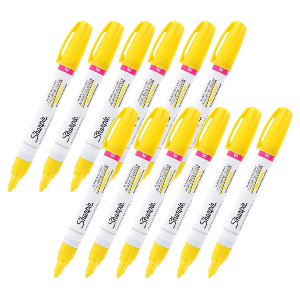 Sharpie Oil-Based Paint Marker  Medium Point  Yellow Ink  Pack of 12