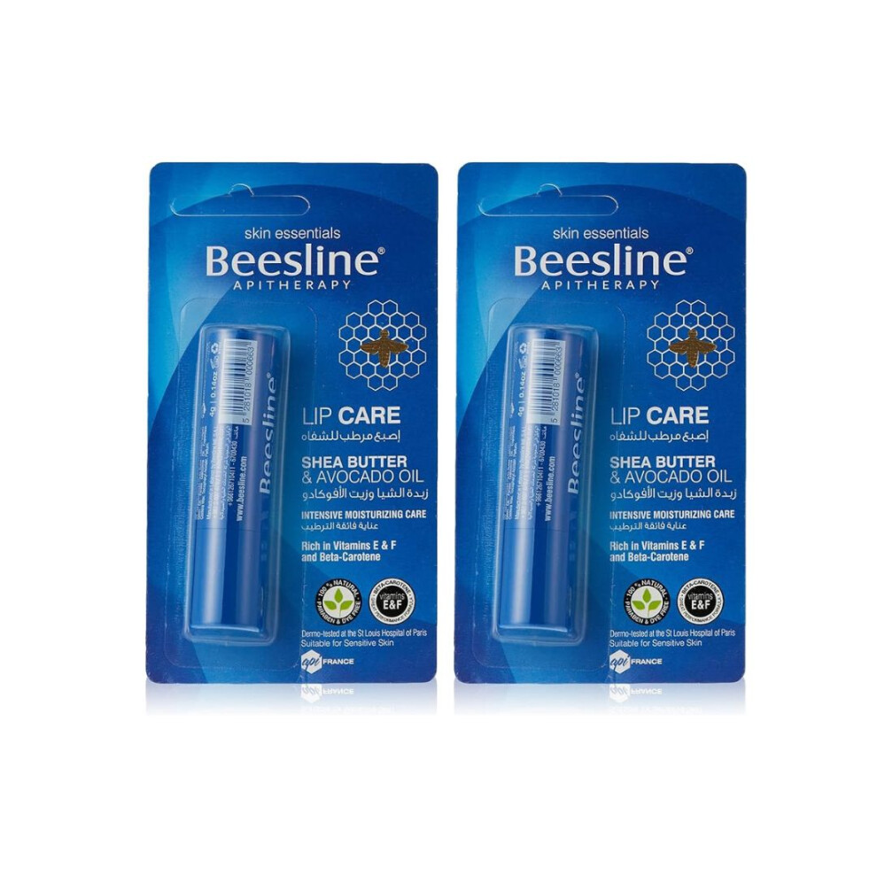 Beesline Lip Care Shea Butter & Avocado Oil Lip Balm For Unisex 4g Pack Of 2 | Soothes, Moisturizes & Regenerates Dry, Chapped Lips