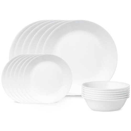 Corelle Livingware 18-Piece Dinnerware Set  Winter Frost White  Servic