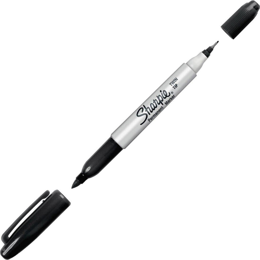 Sharpie 32201 Twin-Tip Permanent Marker  Fine/Ultra Fine  Black (SAN32