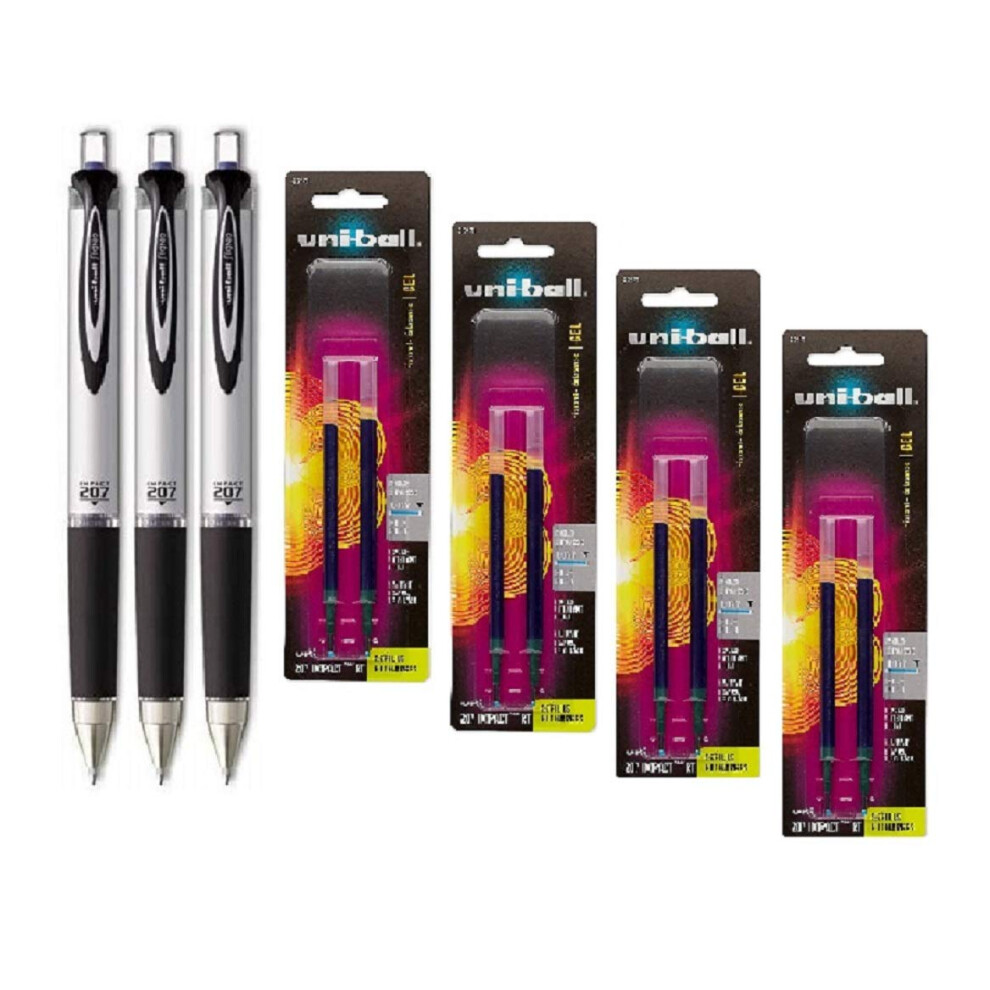 Uni-ball Signo Impact 207 Rt 65871 with 4 Packs of Refills 65874  Blue