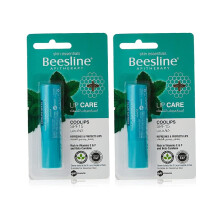 Beesline Lip Care Coolips SPF15 Refreshes & Protects Lips Balm For Unisex Pack Of 2 | Peppermint Scent | Prevents Chapping & Cracking