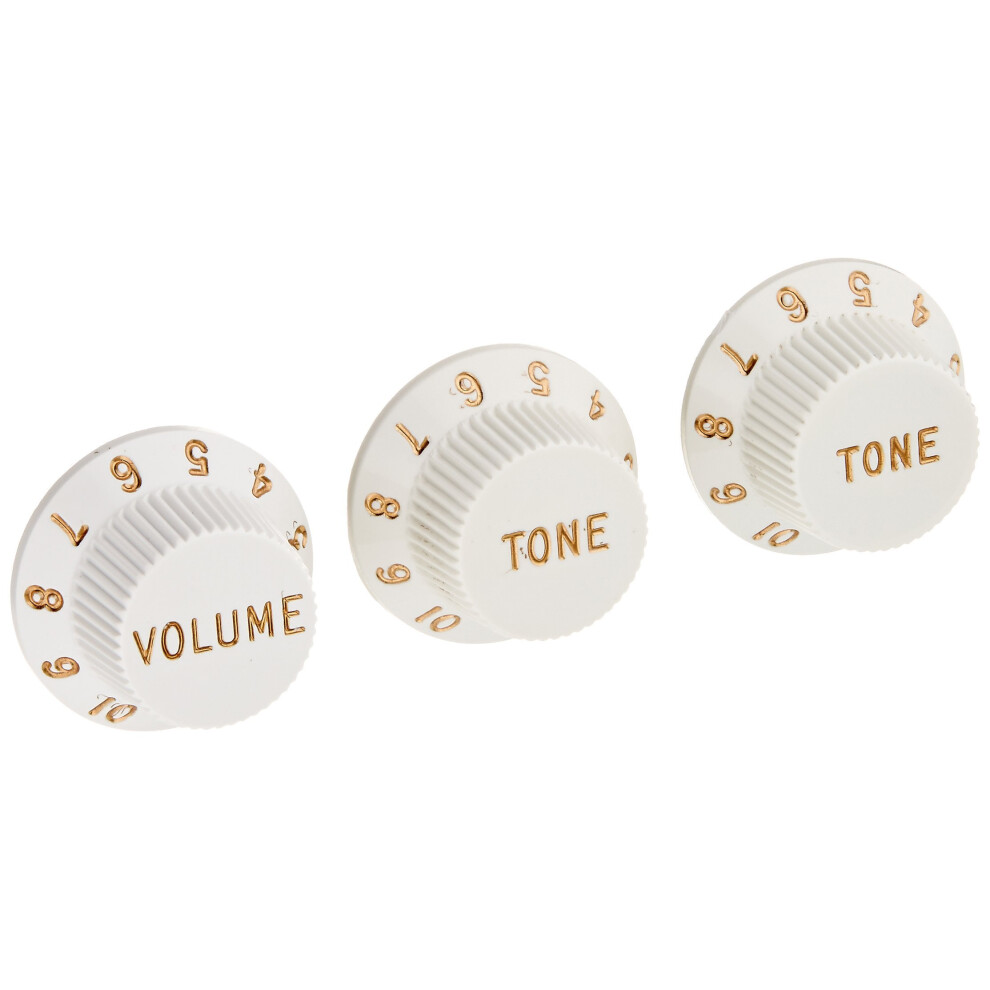 Fender Strat Knobs One Volume  Two Tone  White