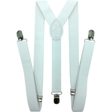 LOLELAI Hosenträger für Frauen und Männer | Elastisch, Verstellbar, Y-Back | Hosenclips, Tuxedo-Bänder (1, Weiß)