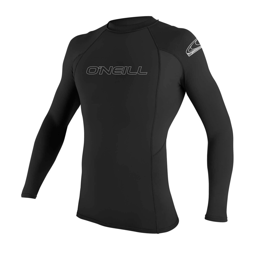 O'Neill Wetsuits Men's Basic Skins UPF 50+ Long Sleeve Rash Guard  Bla