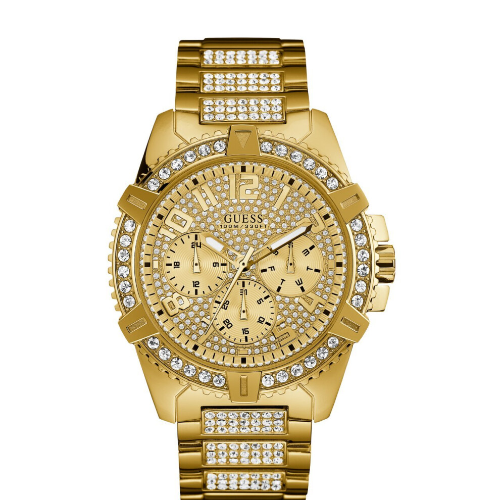 GUESS Stainless Steel Gold-Tone Crystal Embellished Bracelet Watch wit