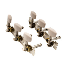 MusicLily 3+3 Kort akustisk guitar Tuning Pegskeys Machine Heads Tuners Set til folkeguitar nikkel