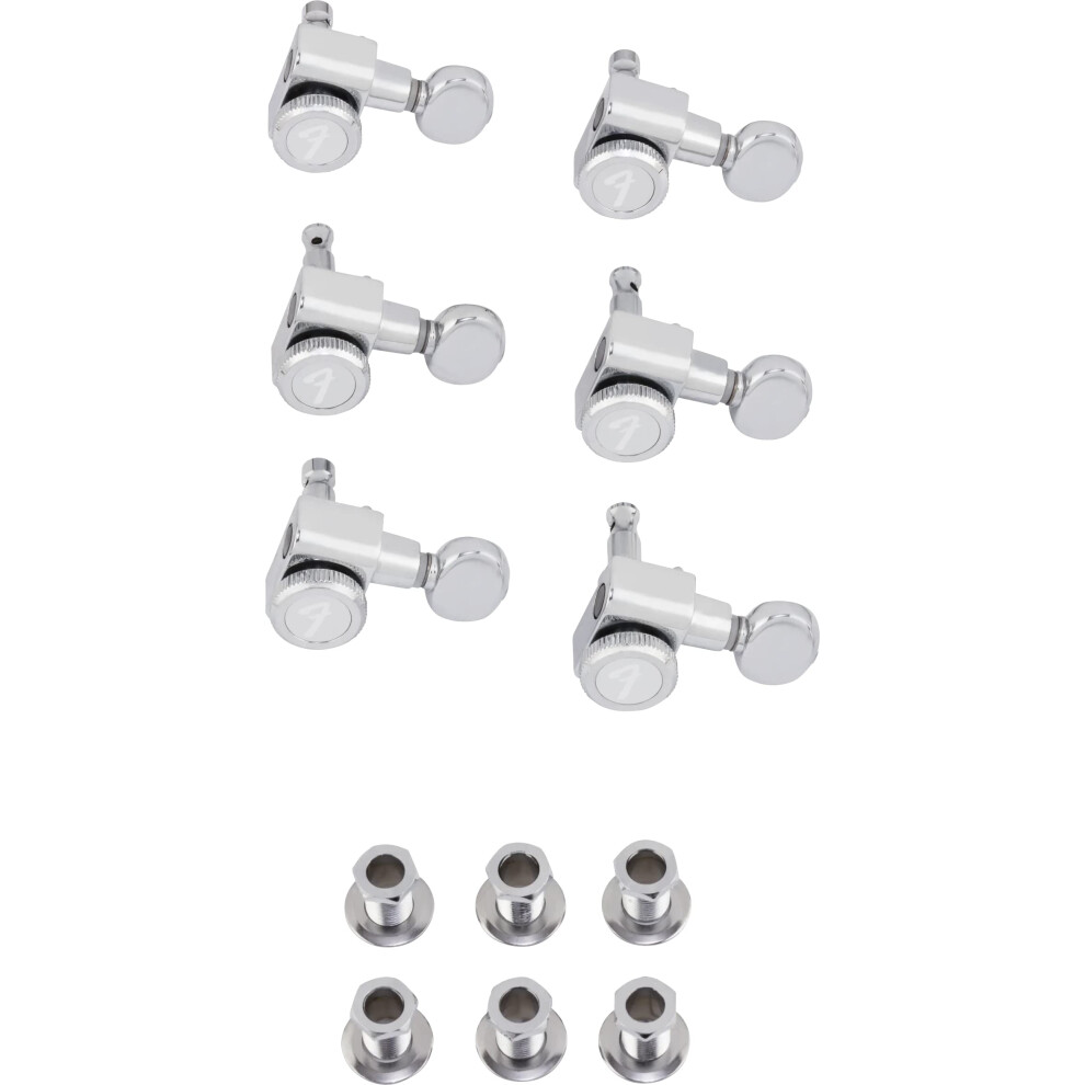 Fender Deluxe Locking Staggered Guitar Tuners Vintage Buttons Chrome